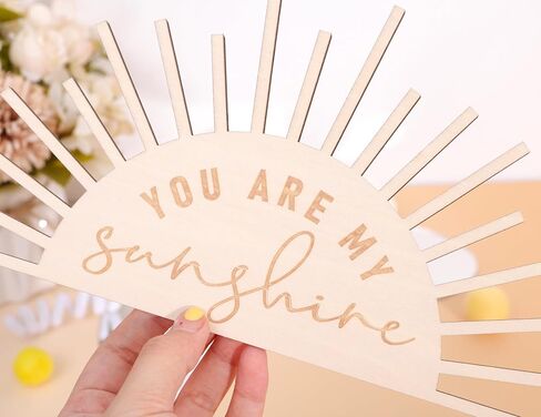 ديكور الحضانة تحت عنوان الشمس - علامة You Are My Sunshine، لوحة فنية جدارية على شكل نصف شمس، ديكورات منزلية خشبية بأشعة الشمس البوهيمية، You Are My Sunshine Christmas Photo Props in Kuwait