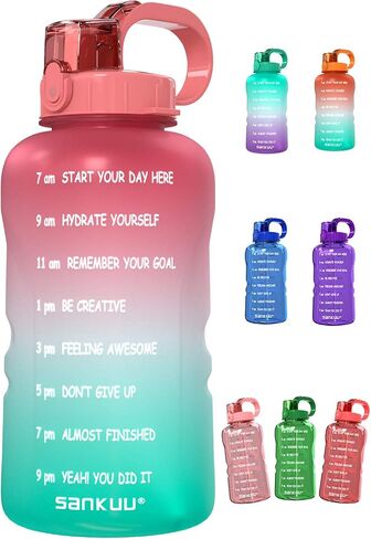 SANKUU Large 1 Gallon/128oz (When Full) Gallon Water Bottle Motivational with Time Marker & Straw, Leakproof Water Jug Ensure You Drink Daily Water Throughout The Fitness Day in Saudi Arabia