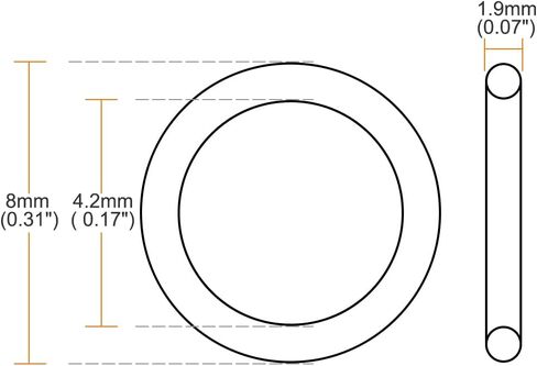 uxcell Fluorine Rubber O Rings, 5mm OD, 1.2mm Inner Diameter, 1.9mm Width, Seal Gasket Black 25Pcs in Saudi Arabia