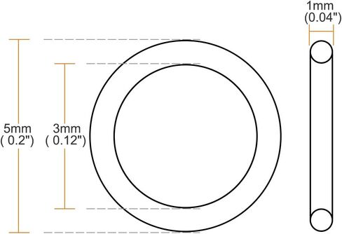 uxcell Fluorine Rubber O Rings, 5mm OD, 1.2mm Inner Diameter, 1.9mm Width, Seal Gasket Black 25Pcs in Saudi Arabia