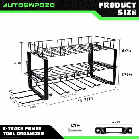 منظم أدوات الطاقة E-Track، رف أدوات معدني عالي التحمل، رف تخزين المرافق في المقطورات والكراجات والشاحنات ذات المسار الإلكتروني (أخضر) in Kuwait