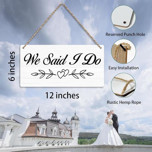 Just Married Sign Wall Hanging Just Married Decorations Wedding Accessories Stuff Wedding Decorations for Reception Engagement Wedding Party Wall Art Decor Wooden Sign Ring Bearer Sign in Saudi Arabia
