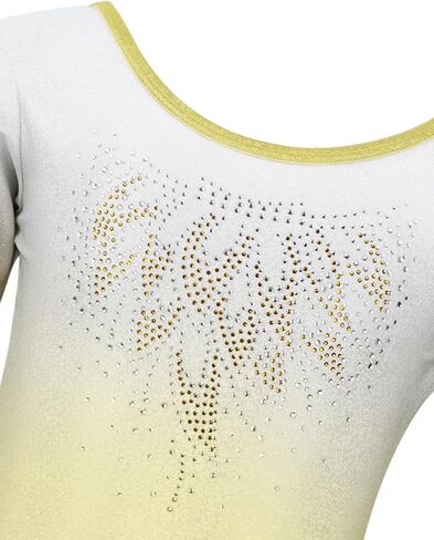 Gogokids Gymnastics Leotards for Girls, Long Sleeve Rhinestone Kids Dance Unitards Biketards with Tumbling Dance Shorts in Saudi Arabia