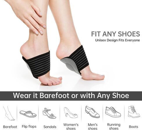 Arch Support for Plantar Fasciitis, 1Pair Adjustable Plantar Fasciitis Arch Support Inserts with Orthotic Brace Grey Compression Braces Sleeves for Foot Pain Sore Flat Feet High Arch in Saudi Arabia