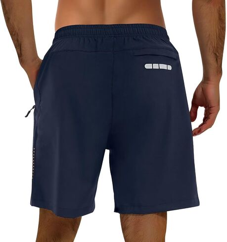 2 Pack Mens Athletic Shorts Quick Dry 7 Inch Running Shorts Breathable Mesh Gym Workout Shorts with Zipper Pockets(Black&Navy Blue,2XL in Saudi Arabia