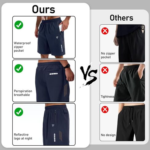 2 Pack Mens Athletic Shorts Quick Dry 7 Inch Running Shorts Breathable Mesh Gym Workout Shorts with Zipper Pockets(Black&Navy Blue,2XL in Saudi Arabia
