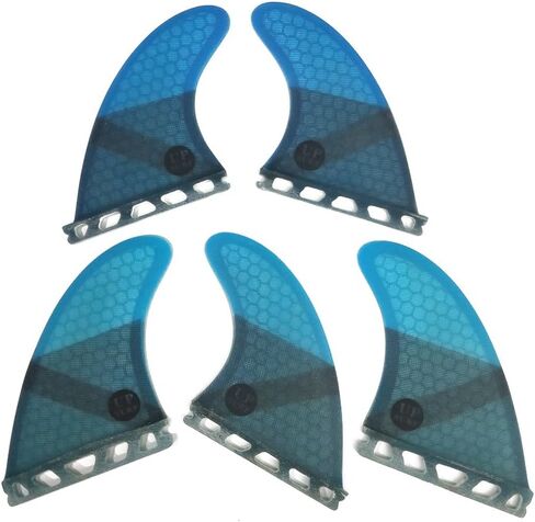 UPSURF Surfboard fins k2.1 5fins Single tab Surfing fins Honeycomb Choose Color (Blue) in Saudi Arabia