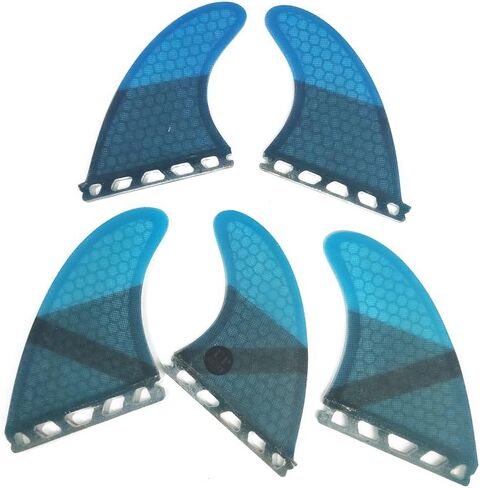 UPSURF Surfboard fins k2.1 5fins Single tab Surfing fins Honeycomb Choose Color (Blue) in Saudi Arabia