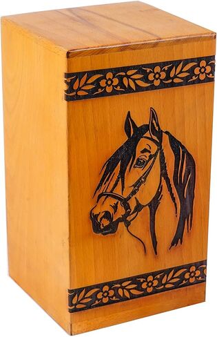 Hardwood Cremation Urns for Human Ashes Adult Large - Wooden Burial Urn for Columbarium - Funeral Urn Box (Horse, 250 Cubic Inches - MW) in Saudi Arabia