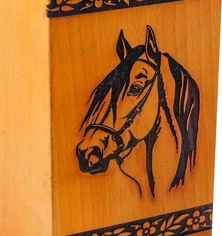 Hardwood Cremation Urns for Human Ashes Adult Large - Wooden Burial Urn for Columbarium - Funeral Urn Box (Horse, 250 Cubic Inches - MW) in Saudi Arabia