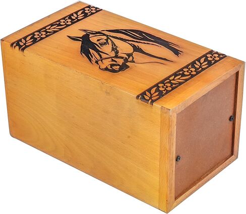 Hardwood Cremation Urns for Human Ashes Adult Large - Wooden Burial Urn for Columbarium - Funeral Urn Box (Horse, 250 Cubic Inches - MW) in Saudi Arabia