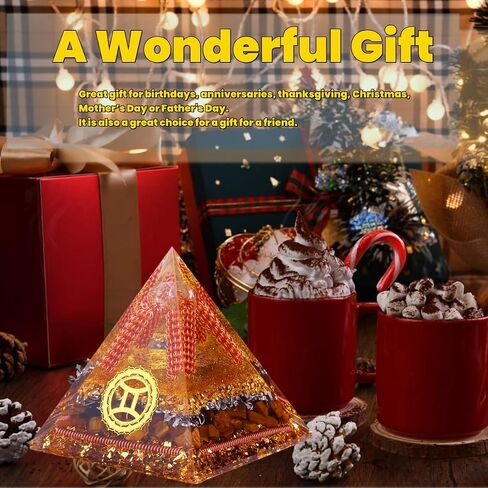 Horoscope Orgone Pyramid, Empower Your Aries Spirit, Red Jasper Orgone Pyramid - Chakra Reiki Healing for Inner Strength, Confidence and Resilience and Lucky Energy Home Decor, Birthday Gift in Saudi Arabia