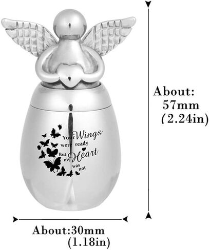 Small Keepsake Urns for Human Ashes Mini Cremation Urns for Ashes Stainless Steel Angel Memorial Ash Jar -Your Wings were Ready, But My Heart was Not (Silver) in Kuwait