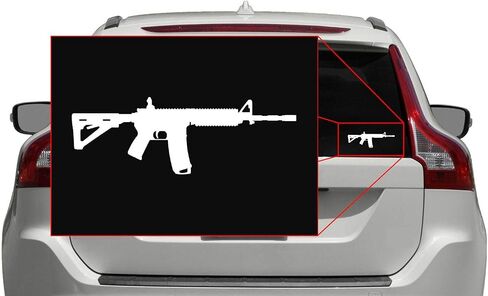 ملصق ناقل من الفينيل باللون الأبيض مقاس 6 بوصة AR-15 لبندقية هجومية للسيارة/الشاحنة/النافذة/الكمبيوتر المحمول (6 بوصة × 2 بوصة، أبيض) in Kuwait