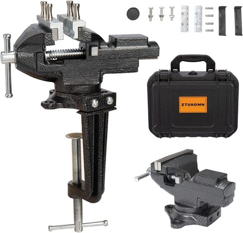 Table Vise, 3.3 Inch Universal Rotate 360° Work Clamp-On Vise,Table Vice With Quick Adjustment Button for Woodworking,Drilling,Sawing,Metal Working in Saudi Arabia