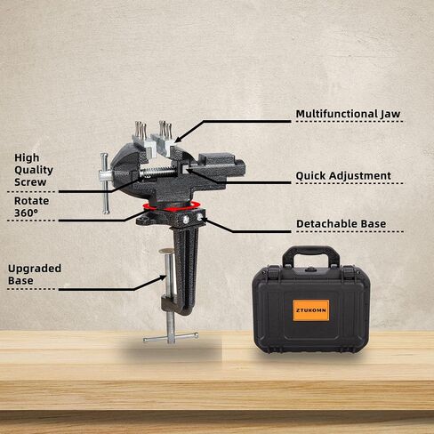 Table Vise, 3.3 Inch Universal Rotate 360° Work Clamp-On Vise,Table Vice With Quick Adjustment Button for Woodworking,Drilling,Sawing,Metal Working in Saudi Arabia