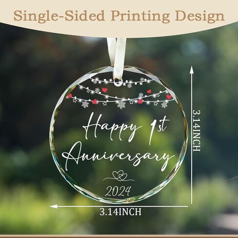 Sirjiera 1st Anniversary Romantic Gifts for Couples, Happy 1st Anniversary Ornament Sign, 1 Year Wedding Gifts Round Acrylic Keepsake, 2024 Best Anniversary Wedding Gifts for Wife Husband in Saudi Arabia