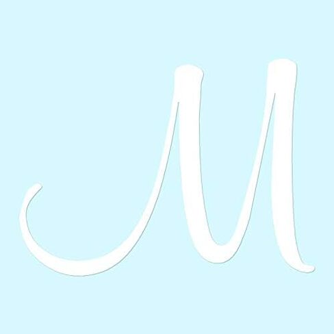 Mural Cursive Font M Initial - Vinyl Decal Sticker - 5.1" x 3.75" - White in Saudi Arabia