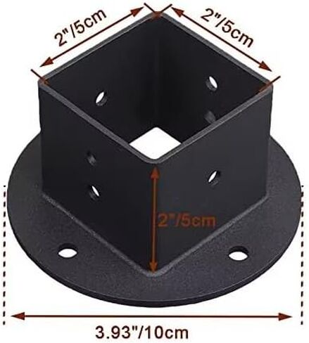 Fence Pole Floor Flanges, 2 "x 2" Square Column Base Bracket Kit, Used for Wall Mounted Column Anchor Base Bracket of Deck Railing Mailbox(2 Pack) in Saudi Arabia