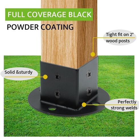 Fence Pole Floor Flanges, 2 "x 2" Square Column Base Bracket Kit, Used for Wall Mounted Column Anchor Base Bracket of Deck Railing Mailbox(2 Pack) in Saudi Arabia