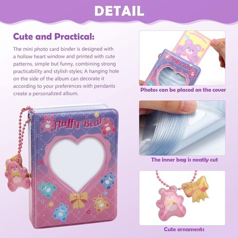 3 بوصة ميني Kpop Photocard حامل كتاب ألبوم صور صغير 40 جيوب Kpop Photocard حامل Kpop Binder Love Heart جوفاء Photocard Binder، جوفاء Photocard Id حامل هدايا الهالوين وعيد الميلاد in Kuwait