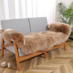 Genuine Cozy Soft Fluffy Sheepskin Rug, Gorgeous Shaggy Fur Wool Area Rug for Bedroom Living Room Decors, Carpet Sofa Chair Cover Side of Bed, Couch Bench Pet Pop Dog Pray Cushion Mat