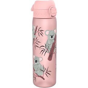 Ion8 Water Bottle, 500 ml/18 oz, Leak Proof, Easy to Open, Secure Lock, Dishwasher Safe, BPA Free, Hygienic Flip Cover, Carry Handle, Easy Clean, Odor Free, Carbon Neutral, Pink, Koala Design