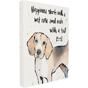 Stupell Industries Happiness is a Wet Nose and a Tail Oversized Wall Plaque Art, Proudly Made in USA