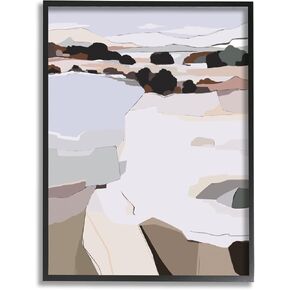 Stupell Industries Abstract Lake Cliffs Landscape Painting Framed Wall Art, Design by Nikita Jariwala