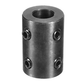 uxcell Shaft Coupling 1/2" Bore, 1" OD, 1-1/2" Length, Black Oxide Plated Steel Rigid Coupling, Motor Wheel Coupler, (4 Set Screws)