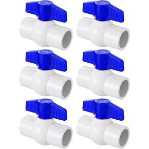 3/4" PVC Ball Valve, 6PACK Black T-Handle Shut-Off Valve, for Cold Water Supply lines