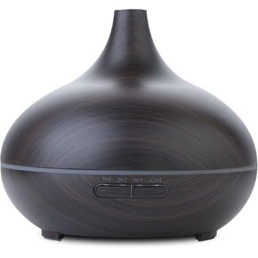 2 Units EcoGecko Dark Wood Grain Look Essential Oil Diffuser,Ultrasonic Diffusing Cool Mist Humidifier with Timer for Office Home Bedroom Baby Room Study Yoga Spa, with Timer and 7 Color Night Light