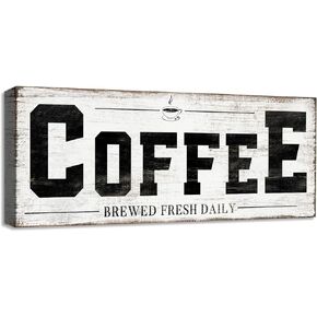 SOOTHAN Coffee Tea Cocoa Bar Sign Decor Farmhouse Coffee Plaque with Wood Grain Retro Coffee Decor for Coffee Bar Open Daily Self Serve Kitchen Cafe Pub Coffee Corner Decoration Accessories 6"x17"