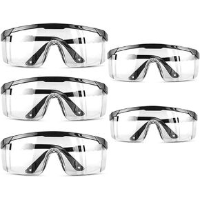 mozeeda Safety Glasses, Anti-fog Eye Protective Glasses Scratch Resistant Clear Wraparound Lenses Safety Goggles and No-Slip Grips, Adjustable Temples Lab Goggles
