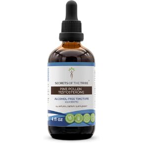 Secrets of the Tribe Pine Pollen Testosterone Tincture Alcohol-Free Liquid Extract, Wildcrafted Pine Pollen (Scots Pine, Pinus sylvestris) Dried Pollen (2x4 FL OZ)