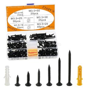 DGZZI 210PCS Wood Screw Assortment Fastener Kit Phillips Drive Flat Head Self Tapping Screw Set Kitchen Cabinet Drywall Small Screw for Drywall Nailing and Wood Furniture Restoration