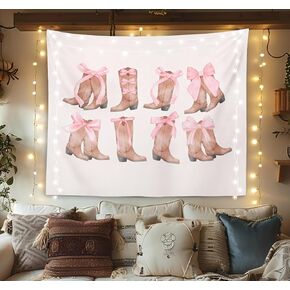 OXW Coquette Room Decor Pink Bow Tapestry Wall Hanging, Preppy Wall Art Decor, Dorm Room Essentials for Girls, Aesthetic Trendy Girly Wall Blanket Decor for Girls Bedroom College Party, 50x60 Inch