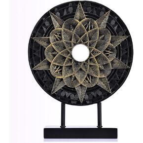 XMGZQ Minimalist Round Statue above Cabinet Decor Kitchen,Modern Decorative Sculpture Home Decorations for Living Room Coffee Table,Office Decor Items,Center Pieces Decoration (Blakc Gold)