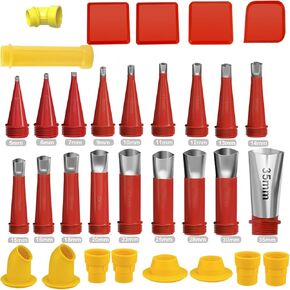 32pcs Caulking Finisher Kit Include 18Pcs Caulking Nozzle Tips Reusable Caulking Nozzle Coating, Caulking Tool Kit with 10 Connector Caulking Guns and 4 Grout Scraper for Bathroom Kitchen Doors