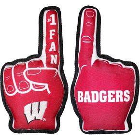 Pets First NCAA Wisconsin Badgers #1 FAN TOY. Best SPORTS Dog Toy with Double Stitched trim and Tough Nylon material filled with Chewable Polyfil and INNER SQUEAKER