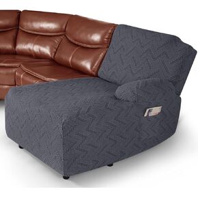 Ruaozz Sectional Couch Covers 1-Piece Oversized Chaise Couch Covers for Reclining L Shape Sofa with Pockets Washable Furniture Protector (Right Facing Chaise Cover, Grey)
