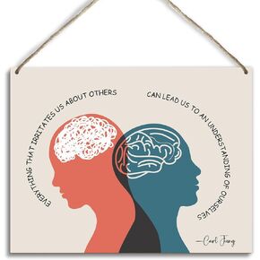 Mental Health Therapy Office Wooden Hanging Wall Decor Positive Energy Wood Sign Positive Affirmations Wood Wall Decor Office School Classroom Nursery Homes chool Decor Therapist Gifts 8''X10'' (DH88)