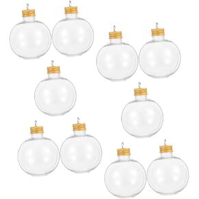 10pcs Christmas Spherical Bottle Light Bulb Containers Christmas Booze Ball Juice Storage Bottles Round Light Bulbs Drink Container Juice Containers Creative Plastic Bottles Drinks