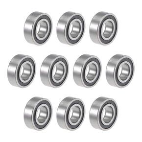 uxcell R166-2RS Deep Groove Ball Bearings 3/16" x 3/8" x 1/8" Double Sealed Chrome Steel P6(ABEC3) 10pcs