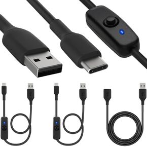 كابل تمديد USB DKARDU مع زر تشغيل/إيقاف، كابل شحن USB ذكر إلى USB أنثى يوفر البيانات والطاقة للكمبيوتر الشخصي والتلفزيون والسيارة ومروحة USB وشرائط LED وما إلى ذلك (عبوتان) in Kuwait