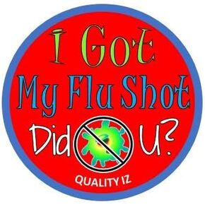 I Got My Flu Shot Did U?, 2" Round, Red Stickers (100/Roll)