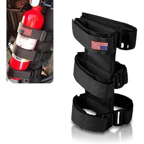 1 PC Car Fire Extinguisher Fixing Strap, American Flag Tensile Nylon Adjustable Decorated Fire Extinguisher Mount Roll Bar Support Strap, Safety Accessories, Compatible with Wrangler (Red)