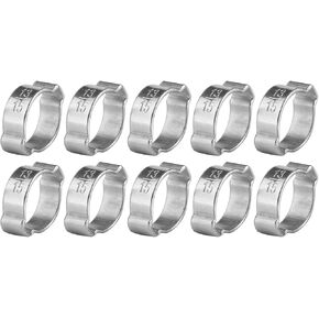 Hose Clamp, 10 Pieces Zinc Plated Iron Galvanized Double Ear Hose Clamp 5‑23mm Two-ear Hose Clamp(15-18MM)