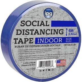 IPG SDY48 Outdoor Social Distancing Tape, 1.88" Width, 60 Yard Length, Yellow