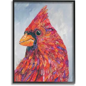 Stupell Industries The Messenger Red Cardinal Layered Collage Bird Painting Framed Wall Art, Design by Lisa Morales